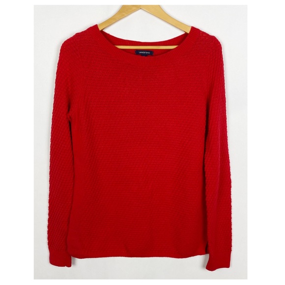 Lands' End Sweaters - Land’s End Textured Crew Neck Sweater Red Size Small